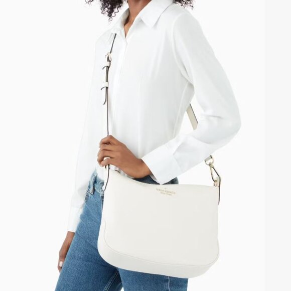 NWT Kate Spade Rosie Pebbled Leather Large Crossbody Parchment ♠️ - Picture 4 of 13